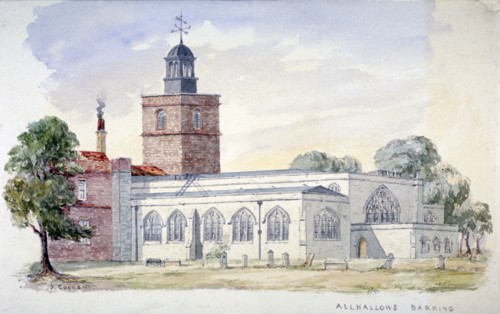 All Hallows-by-the-Tower Church, London, c1840. Artist: J Cooke