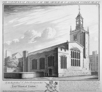 St Andrew Undershaft, City of London, 1736. Artist: William Henry Toms