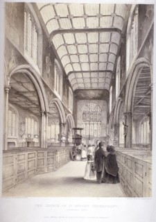 Interior view of St Andrew Undershaft, City of London, 1841. Artist: Thomas Goldsworth Dutton