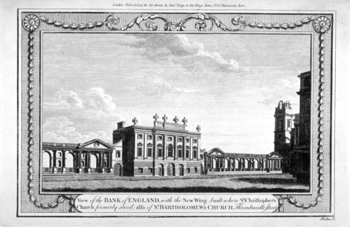 View of the Bank of England showing the new wing, 1790. Artist: John Peltro