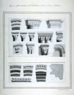 Architectural features in the Church of St Bartholomew-the-Great, Smithfield, City of London, 1789. Artist: Thomas Fisher