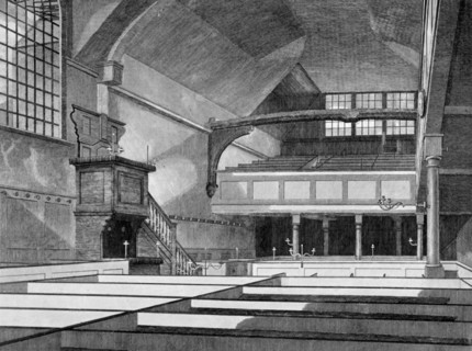 Interior view of the Church of St Bartholomew-the-Great, Smithfield, City of London, 1822. Artist: Thomas Dale