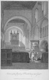 Interior view of the Church of St Bartholomew-the-Great, Smithfield, City of London, 1805. Artist: John Greig