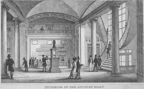 Interior of the Auction Mart in Bartholomew Lane, City of London, 1835. Artist: Anon