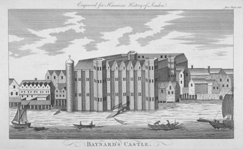 View of Baynard's Castle with boats on the River Thames, City of London, 1775. Artist: Anon