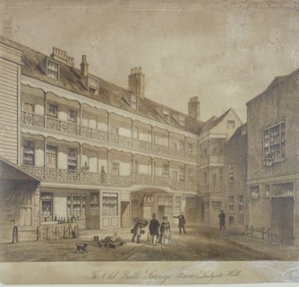 Belle Sauvage Inn, Belle Sauvage Yard, Ludgate Hill, City of London,1845. Artist: Anon