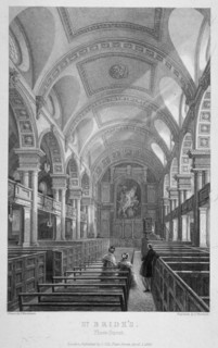 St Bride's Church, Fleet Street, City of London, 1839. Artist: T Turnbull