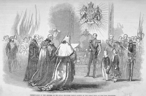 Opening of the New Coal Exchange, Lower Thames Street, City of London, 1849. Artist: Anon