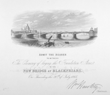 View of Blackfriars Bridge and St Paul's Cathedral, London, 1865. Artist: Anon