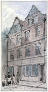 Houses in Blackhorse Alley, Fleet Street, City of London, 1850. Artist: James Findlay