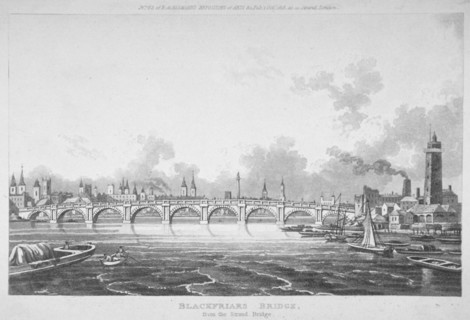 View of Blackfriars Bridge from the Strand Bridge, London, 1815. Artist: Anon