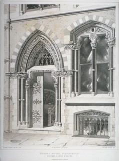 The doorway and lower windows of Crosby Hall at no 95 Bishopsgate, City of London, 1860. Artist: Vincent Brooks