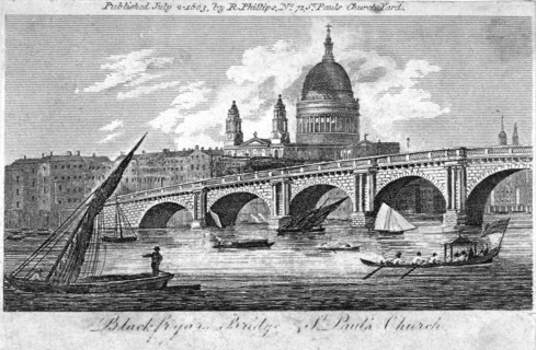 Blackfriars Bridge, London, 1803. Artist: Anon