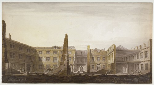 Blackwell Hall during demolition, City of London, 1819. Artist: Robert Blemmell Schnebbelie