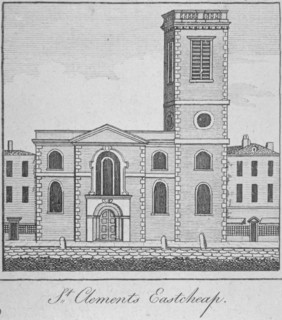 West view of the Church of St Clement, Eastcheap, City of London, 1750. Artist: Anon