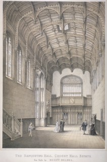 Interior view of the Banqueting Hall in Crosby Hall at no 36 Bishopsgate, City of London, 1871. Artist: Anon