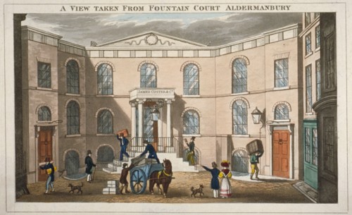 Fountain Court, Aldermanbury, City of London, 1830. Artist: Anon