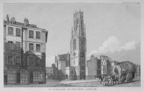 Church of St Dunstan in the West, Fleet Street, City of London, 1832. Artist: Anon