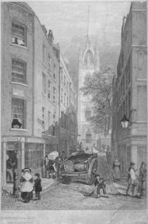 Church of St Dunstan-in-the-East from the Custom House, City of London, 1828. Artist: Edward William Cooke