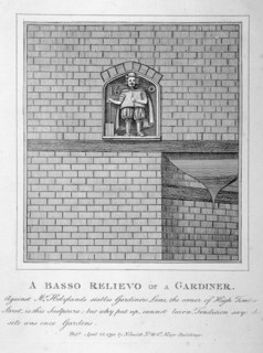 Bas relief of a gardener, Gardner's Lane, City of London, 1791. Artist: Anon