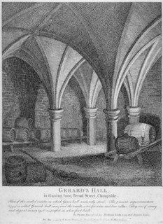 Crypt under Gerard's Hall on the south side of Basing Lane, City of London, 1795. Artist: John Thomas Smith