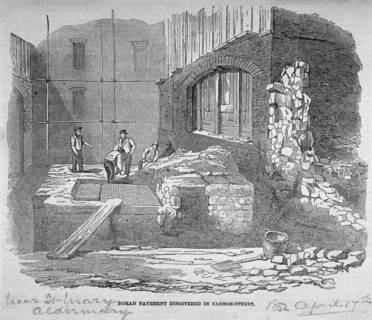 Roman pavement disovered in Cannon Street, City of London, 1852. Artist: Anon