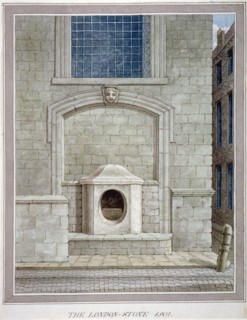 The London Stone, Cannon Street, City of London, 1801. Artist: Anon