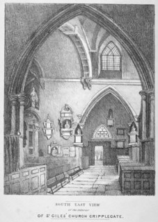 South-east view of the interior of the Church of St Giles without Cripplegate, City of London, 1825. Artist: Anon