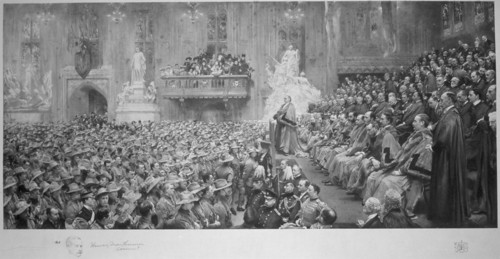 The City Imperial Volunteers in the Guildhall, City of London, 1900 (1902). Artist: John Henry Frederick Bacon