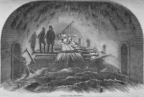 Repair of the Fleet sewer, City of London, 1854. Artist: Anon
