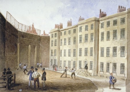 View of Fleet Prison from the tennis ground, City of London, 1845. Artist: Thomas Hosmer Shepherd