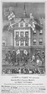 Royal procession on Fleet Street, City of London, 1837. Artist: Augustus Butler