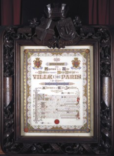 Illuminated vote of thanks from the Mayor of Paris to the Lord Mayor of London, 13 August 1852. Artist: JP Leon la Rue
