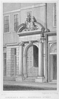 Entrance to Girdlers' Hall, Basinghall Street, City of London, 1830. Artist: John Greig