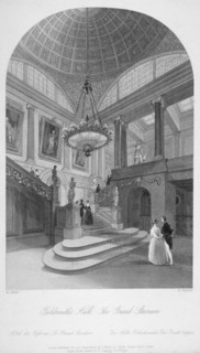 Interior view of the Goldsmiths' Hall showing the grand staircase, City of London, 1840. Artist: Harden Sidney Melville
