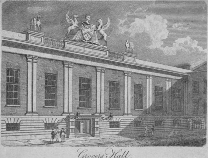 Front view of Grocers' Hall, City of London, 1812. Artist: Anon