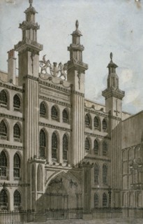 South-west view of the Guildhall front, City of London, 1810. Artist: George Shepherd