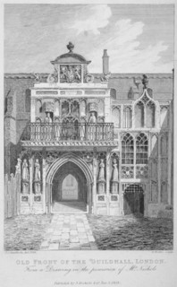 Front view of the Guildhall, looking north, City of London, 1818. Artist: George Hollis
