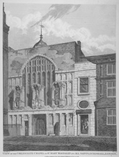 View of the Guildhall Chapel, giving its original dedication, City of London, 1815. Artist: William Wise
