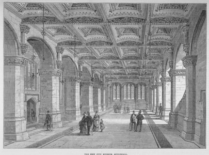 Interior view of the Guildhall Museum, City of London, 1872. Artist: Anon