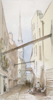 Huggin Lane, City of London, 1851. Artist: Thomas Colman Dibdin