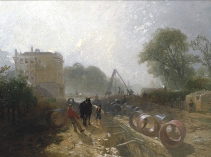 Laying Monster Tubes from the New River', c1820-1870. Artist: James Baker Pyne