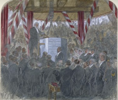 Laying of the chief stone of Holborn Viaduct, City of London, 3 June 1867. Artist: JP