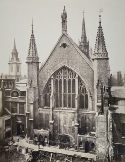 The east end of the Guildhall, from Basinghall Street, City of London, 1869. Artist: Anon