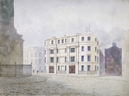 View to the south at the west end of King William Street, City of London, 1850. Artist: Frederick Napoleon Shepherd