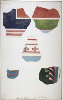 Fragments of Roman stucco, found in Lombard Street, City of London, in 1785. Artist: Anon