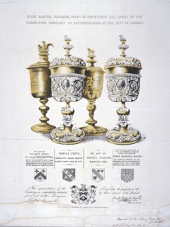 Four ornate cups belonging to the Clothworkers' Company, 1857. Artist: Sanderson & Co