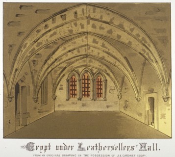 Crypt under Leathersellers' Hall, Little St Helen's, City of London, 1871. Artist: Anon