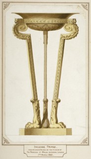 Incense tripod used on London Bridge, 1863. Artist: Anon