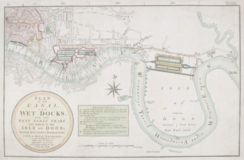 Proposed canals and docks, London, 1800. Artist: Anon